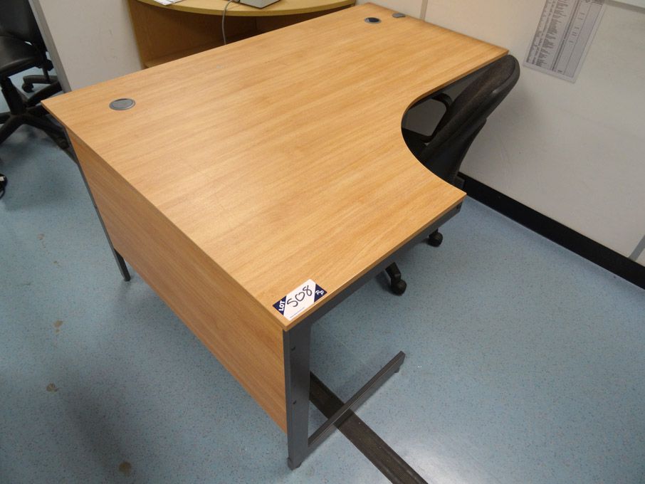 2x 1500x1150mm 'L' shaped wooden computer workstat...