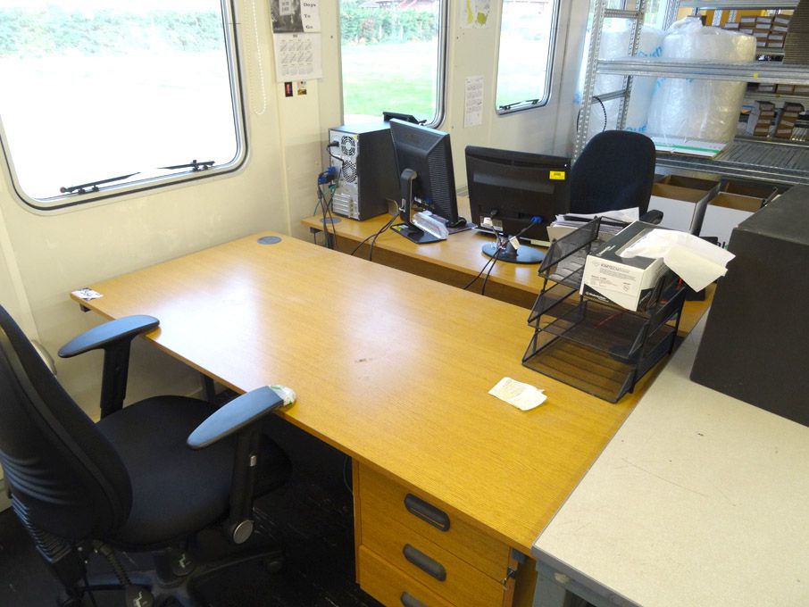 2x light oak 1600x800mm single pedestal desks with...