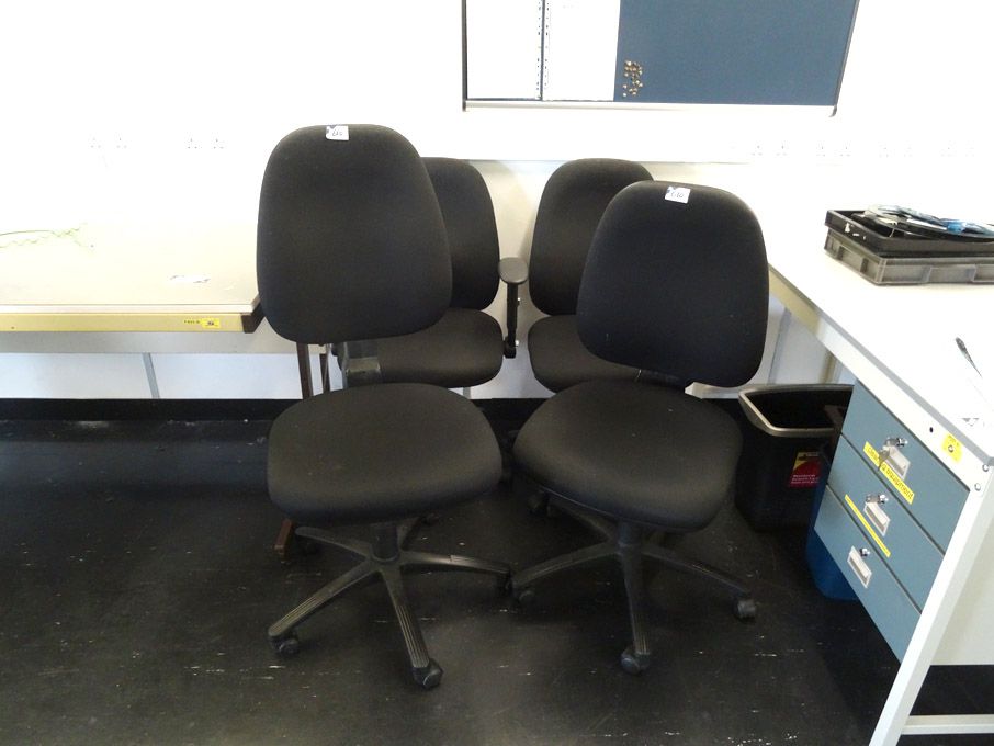 4x various black upholstered swivel office chairs