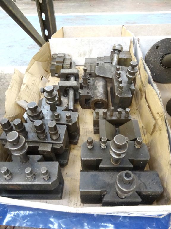 Qty various chuck jaws, quick change tool holders...
