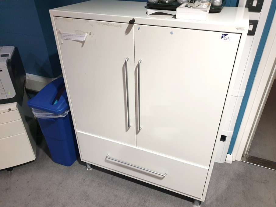 Vitra white metal 2 door, 1 drawer storage cabinet...