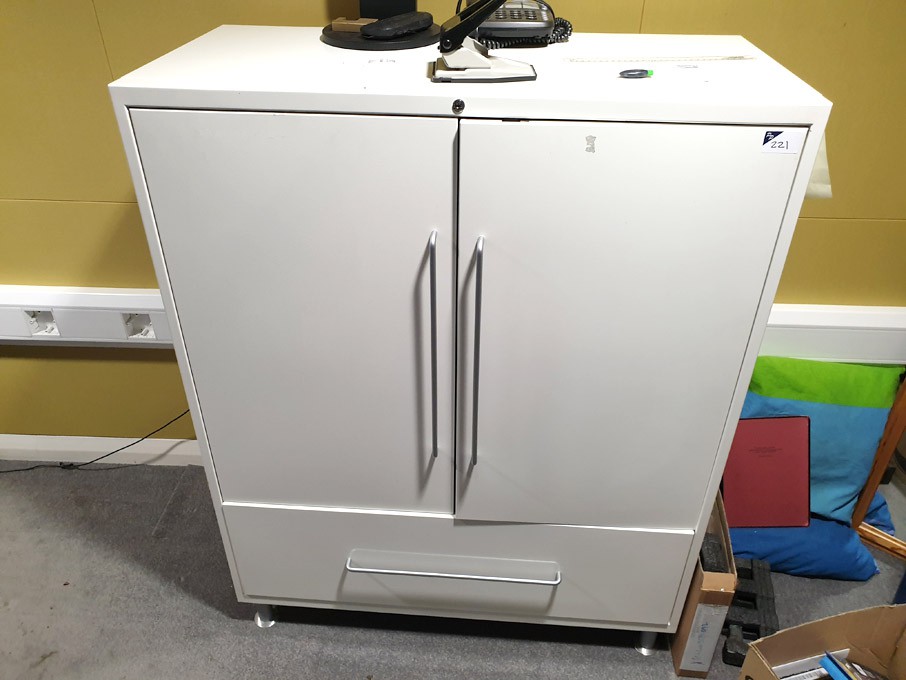 Vitra white metal 2 door, 1 drawer storage cabinet...
