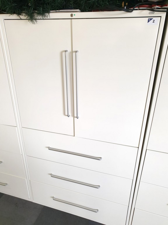 White metal 2 door, 3 drawer storage cabinet, 1000...