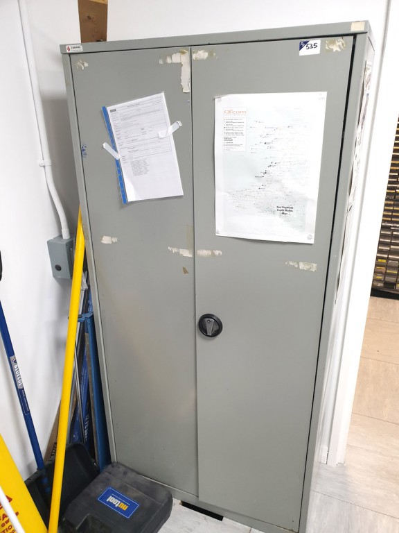 Metal grey 2 door storage cupboard, 900x1810x450mm