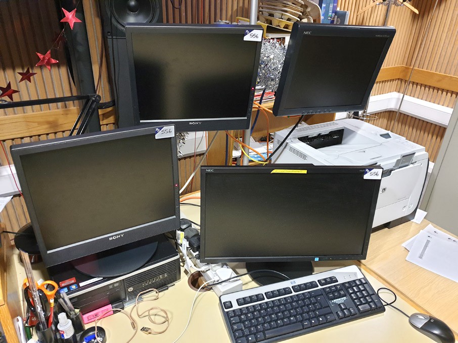 Qty various Sony, NEC etc lcd monitors, desktop PC...