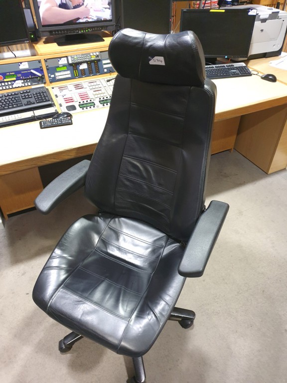 Black leather effect studio chair