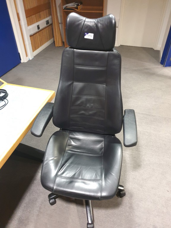 Black leather effect studio chair