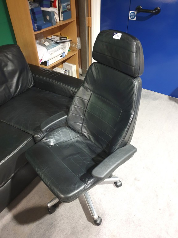 Black leather effect studio chair