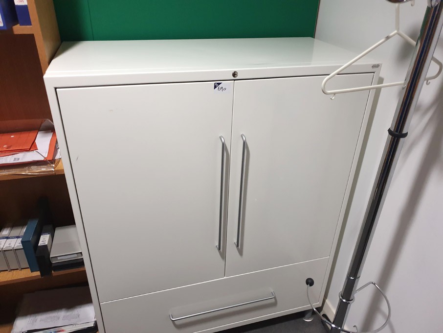 Vitra white metal 2 door, 1 drawer storage cabinet...
