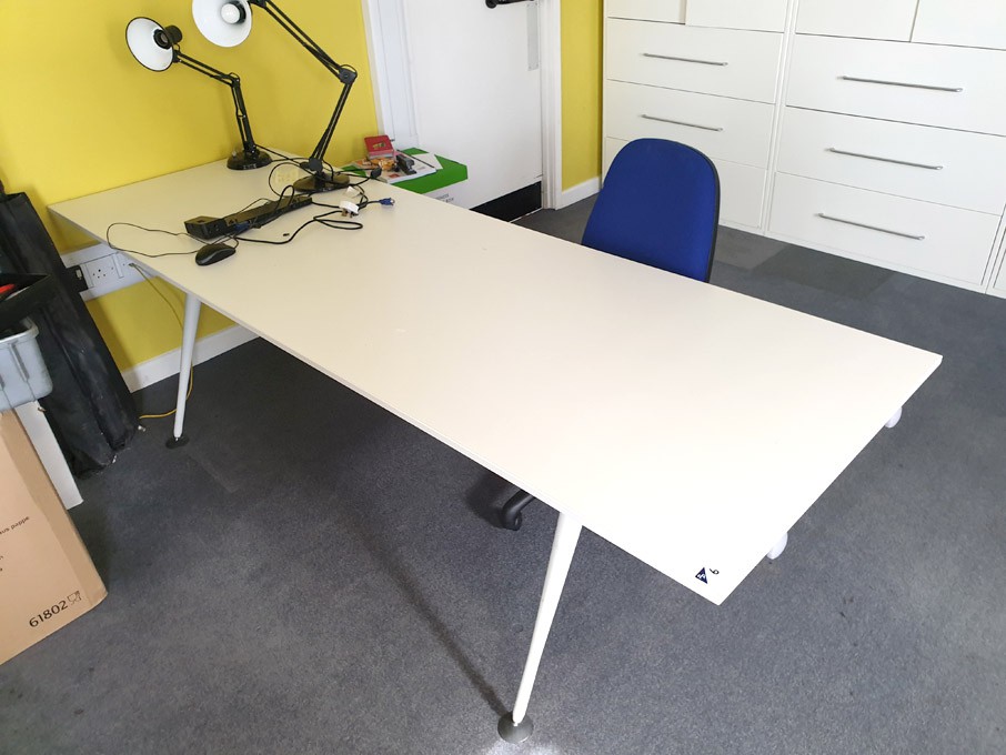 Vitra white metal frame office table, 2400x800mm