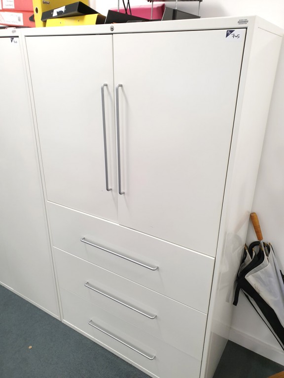 White metal 2 door, 3 drawer storage cabinet, 1000...