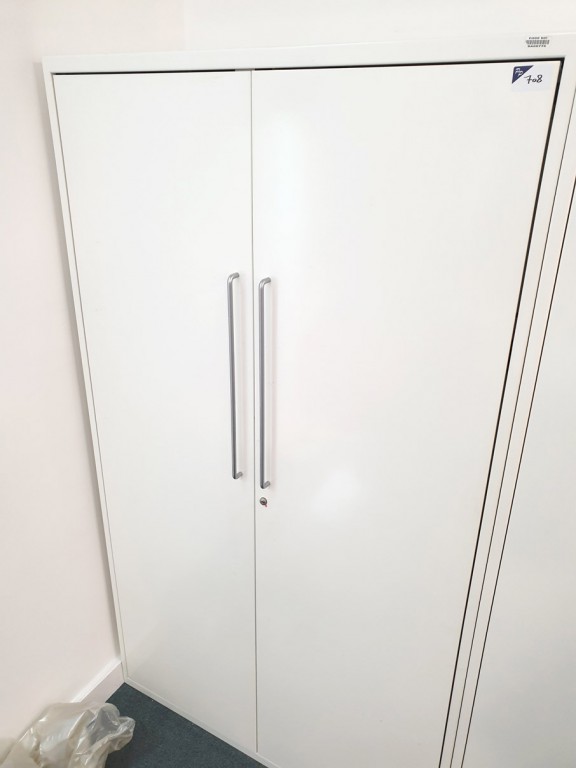 Vitra white metal 2 door storage cupboard, 1000x17...