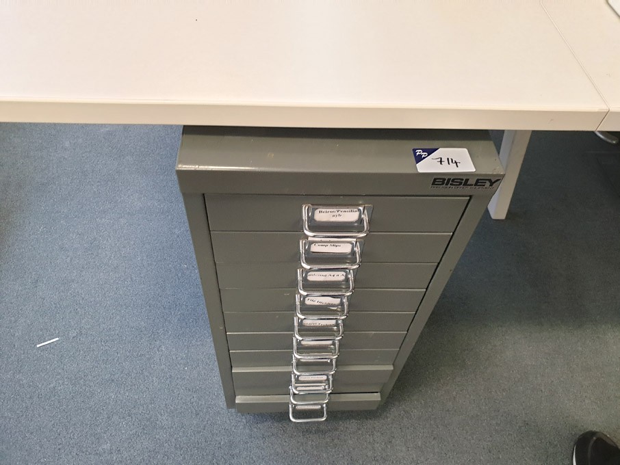 Bisley 10 drawer storage cabinet, 280x670x410mm