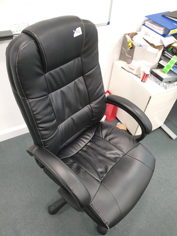Black leather effect swivel office chair