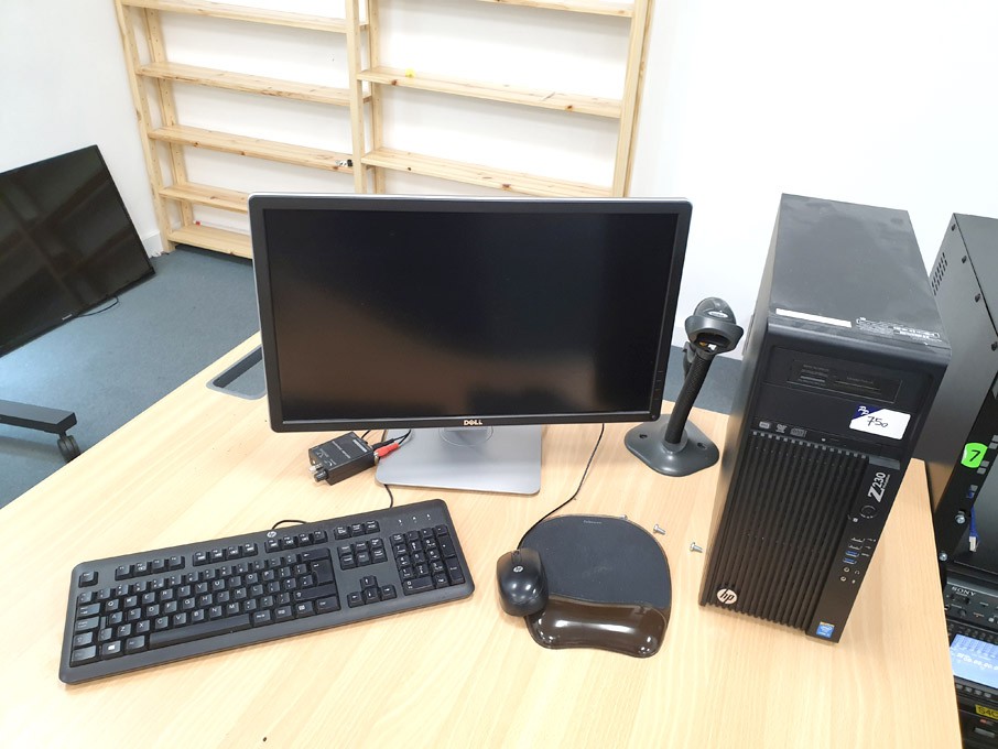 HP Z230 workstation PC, Dell monitor, keyboard, mo...