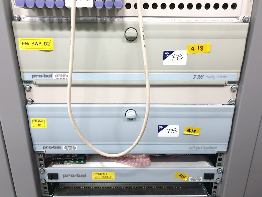 2x Pro-bel TM routing switchers with 3659, 3668, i...