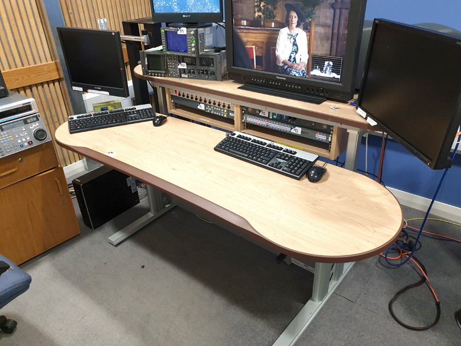 Custom Console light oak effect studio desk, manua...