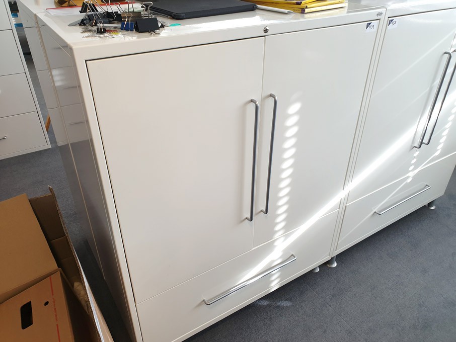 Vitra white metal 2 door, 1 drawer storage cabinet...