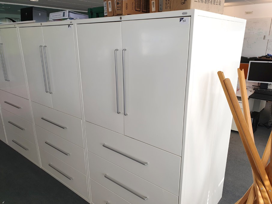 2x Vitra white metal 2 door, 3 drawer storage cabi...