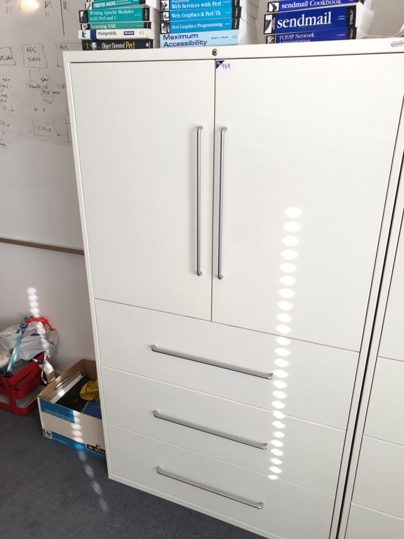 Vitra white metal 2 door, 3 drawer storage cabinet...