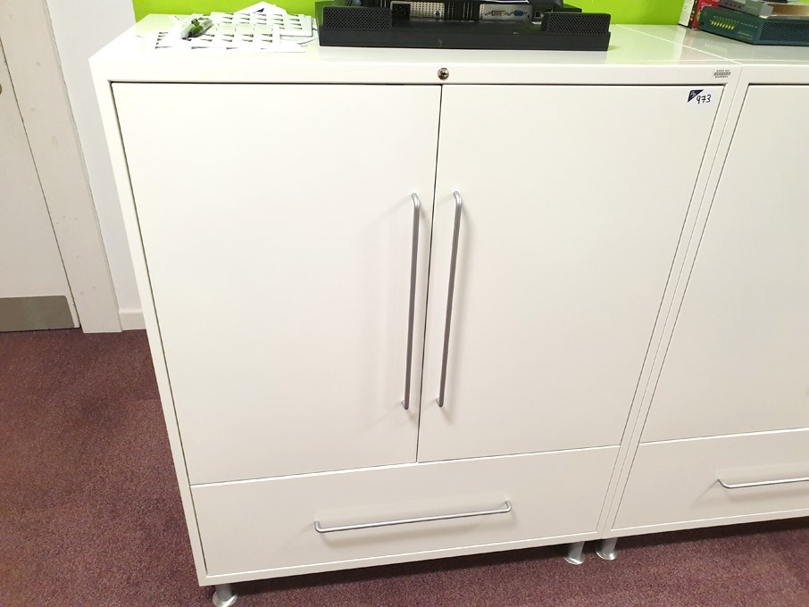 Vitra white metal 2 door, 1 drawer storage cabinet...