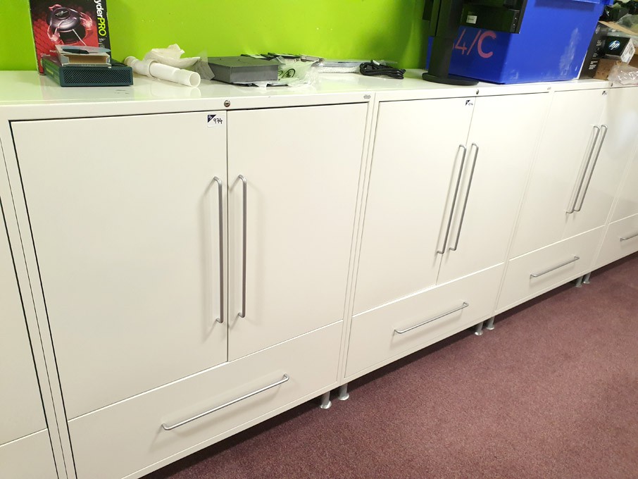 2x Vitra white metal 2 door, 1 drawer storage cabi...