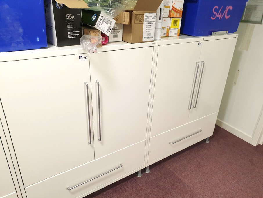 2x Vitra white metal 2 door, 1 drawer storage cabi...
