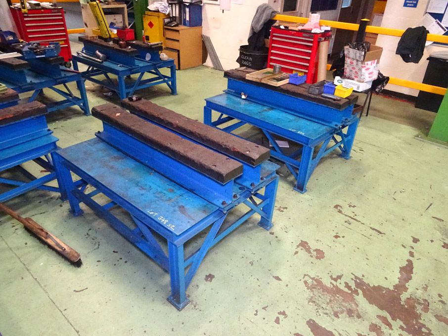 2x metal girder type work stations, 1220x900x740mm