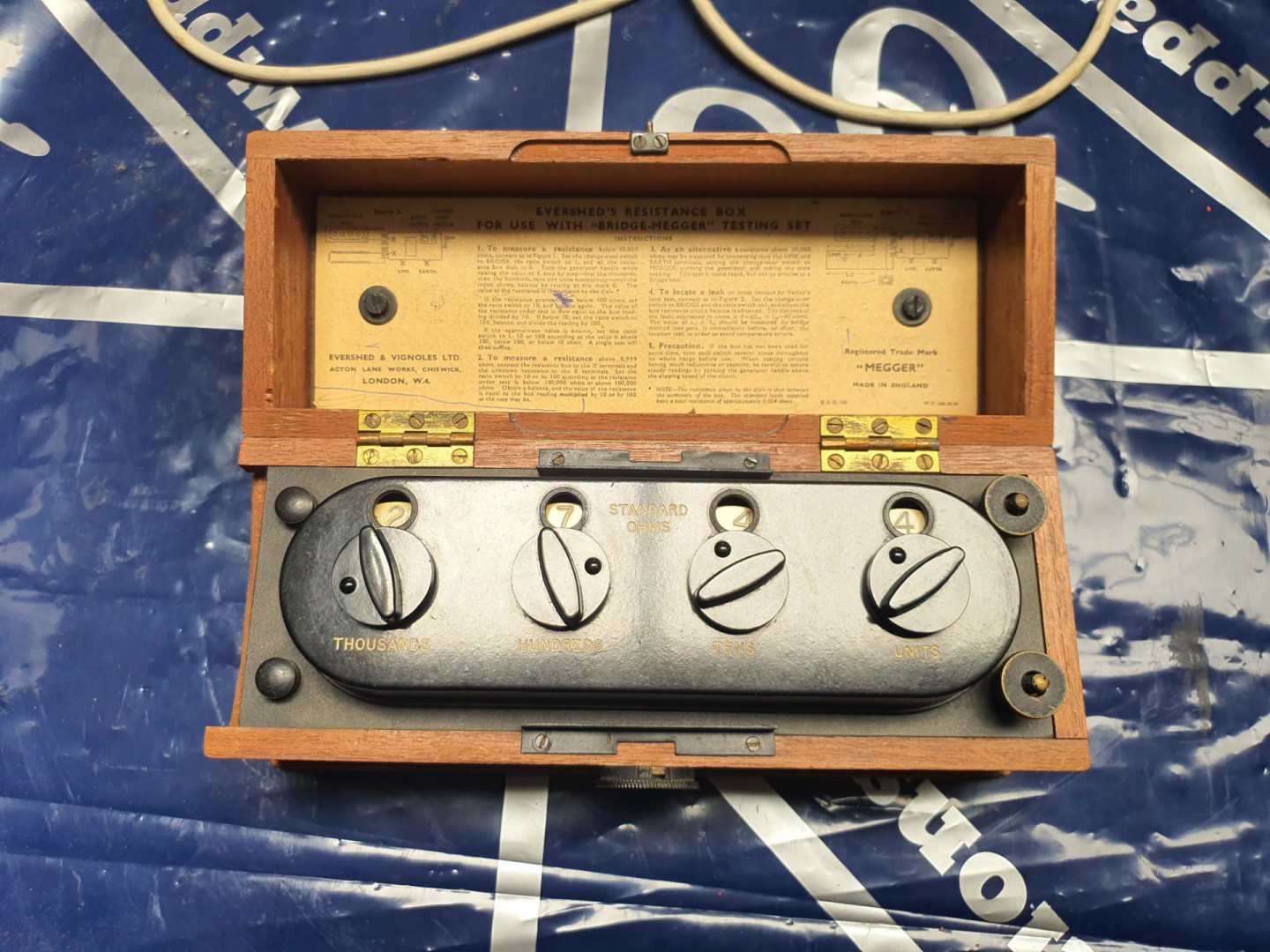 Vintage Evershed & Vignoles resistance box in wood...