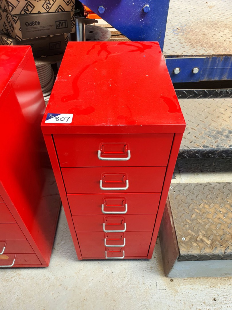 Ikea Helmer red metal 6 drawer storage cabinet, 28...