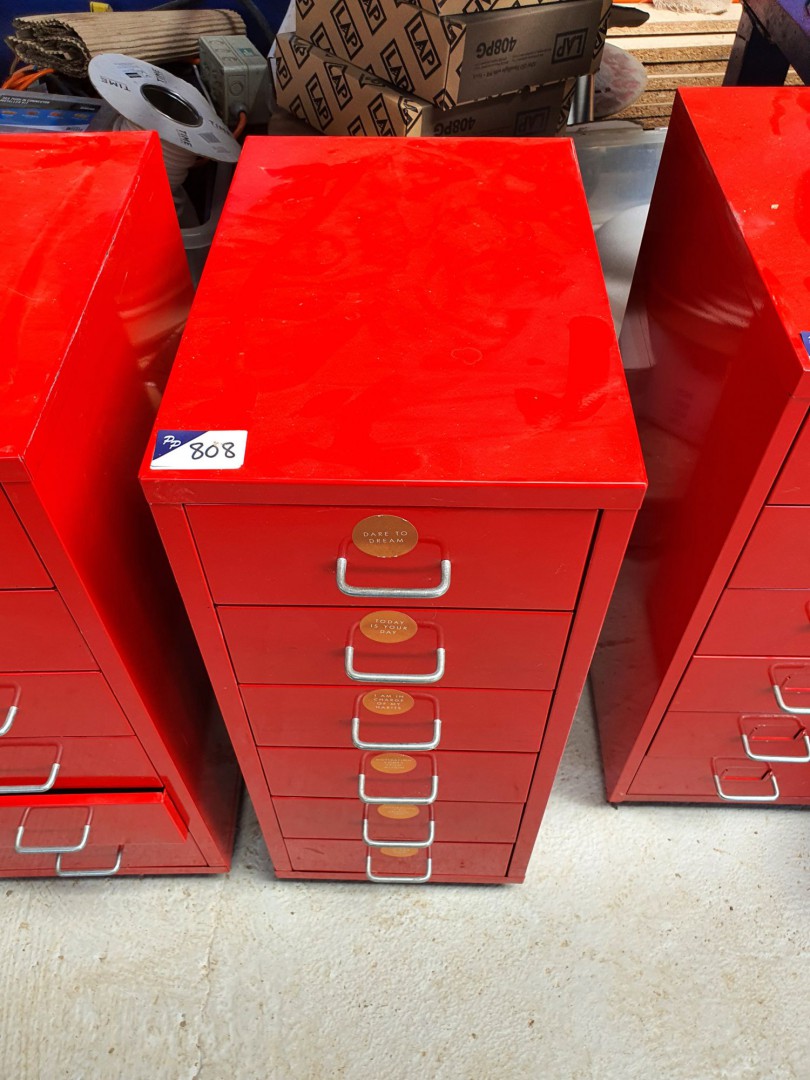Ikea Helmer red metal 6 drawer storage cabinet, 28...