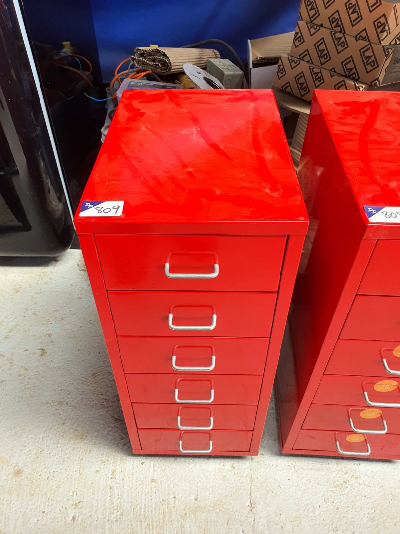 Ikea Helmer red metal 6 drawer storage cabinet, 28...