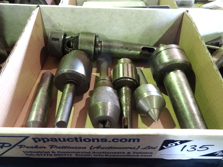 Qty various taper tools inc: chucks, tapping head,...
