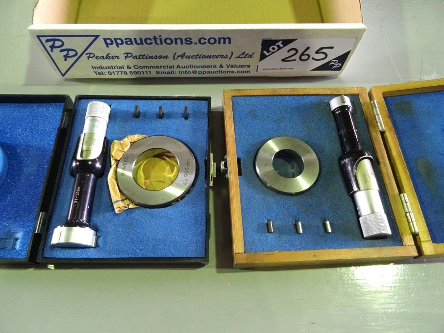 Bowers 37-51mm bore gauge in case, Mercer 25-37mm...