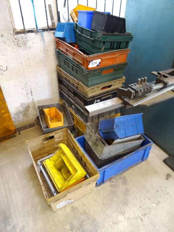 Qty various plastic / metal storage boxes, linbins...