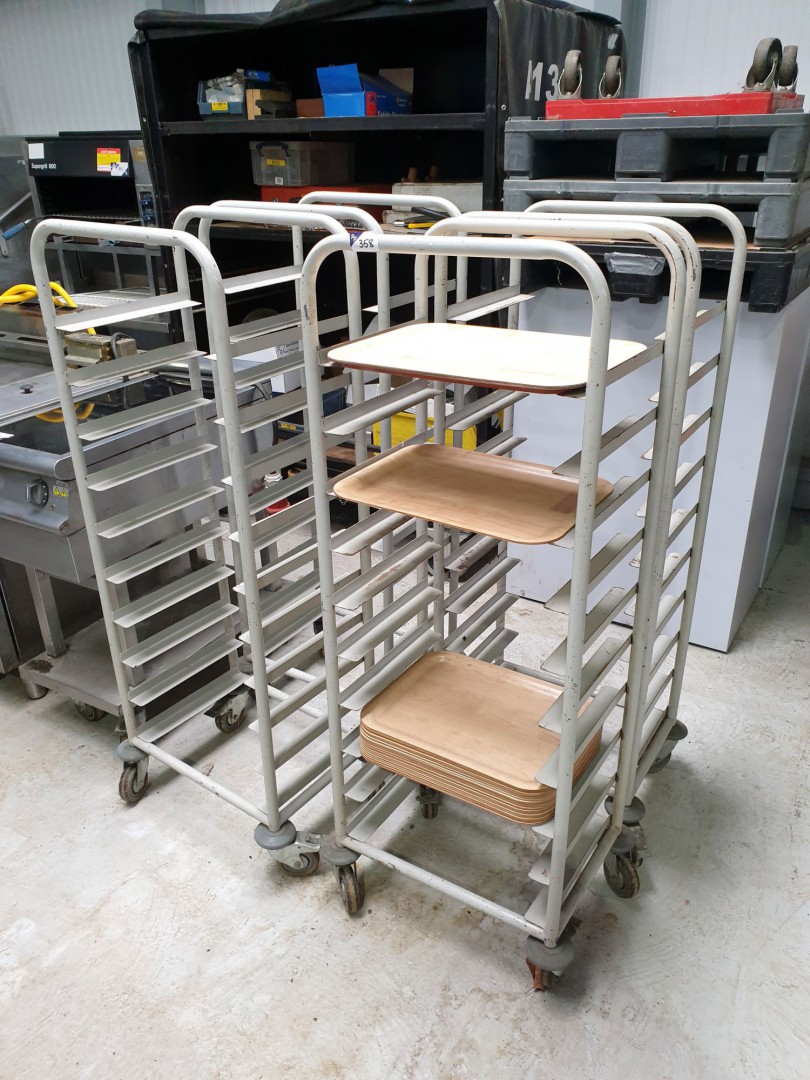 4x mobile serving tray trolleys - Lot Located at:...