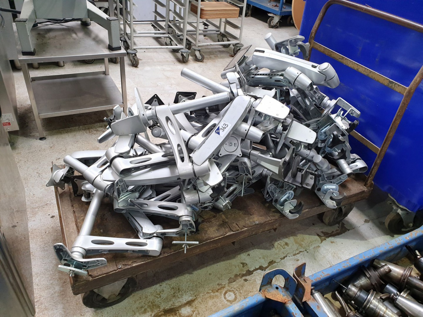 Large Qty various Ercotron monitor arms (trolley n...