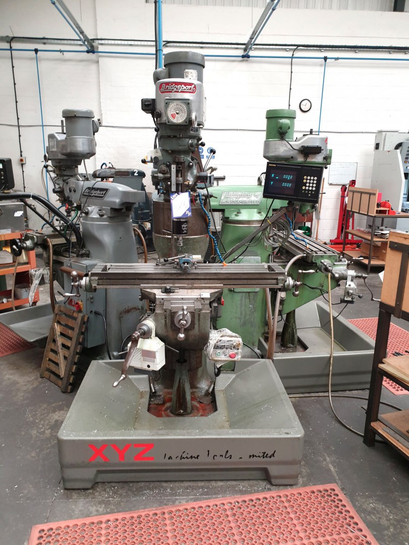 Bridgeport turret mill, 42x9” table, 50-3750rpm, 1...