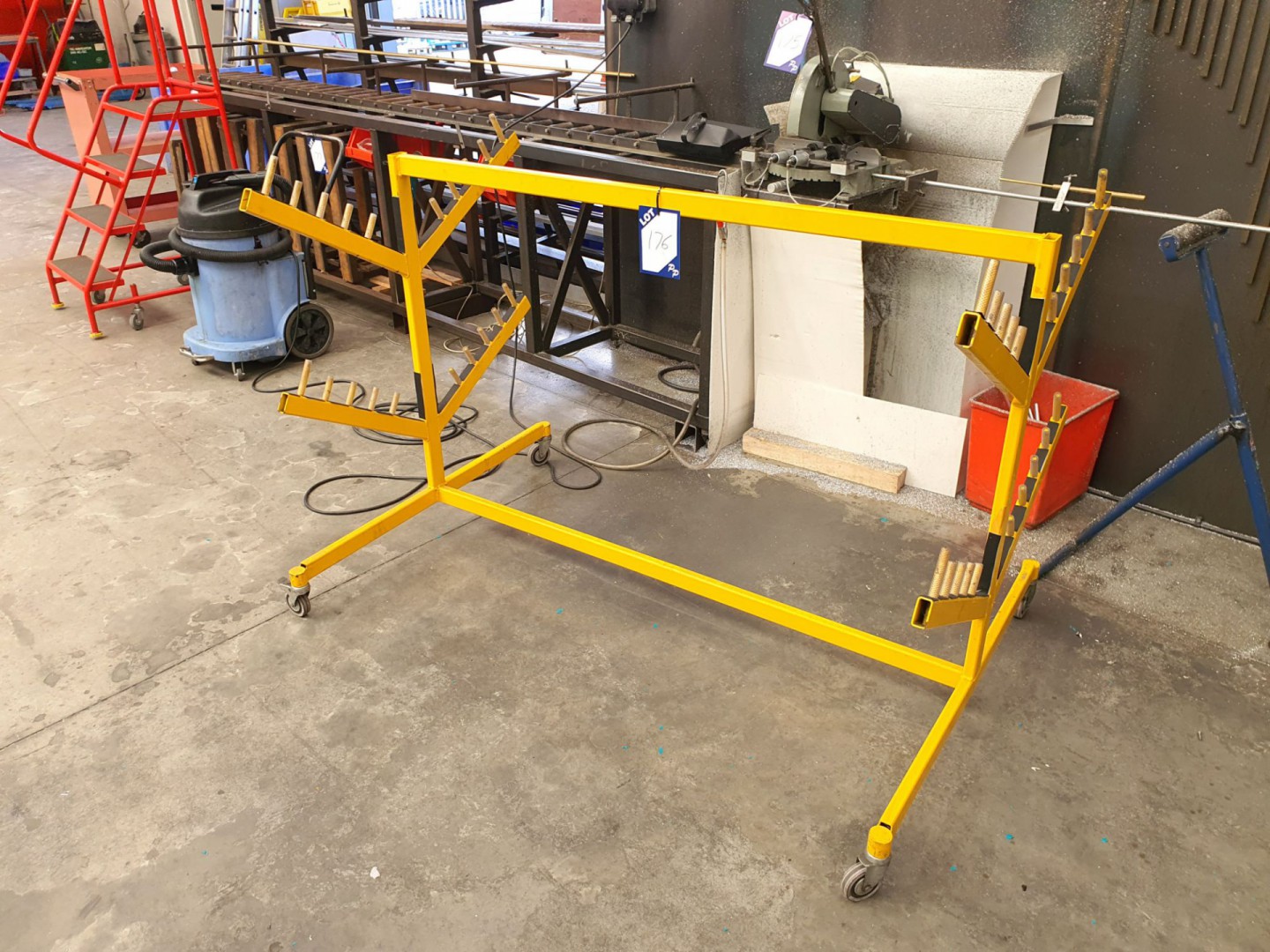 Yellow mobile materials trolly, 1600x1100x1100mm