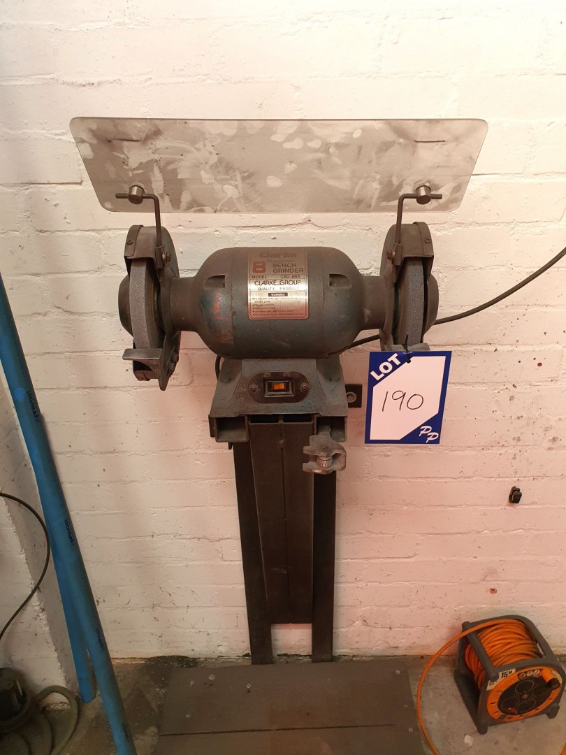 Clarke CBG-8RS 8" bench grinder, 240v on metal wal...