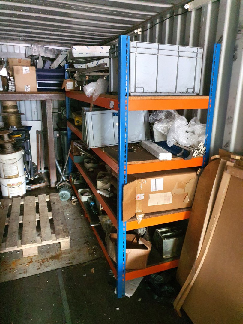 1 bay boltless racking with contents inc: pumps, s...