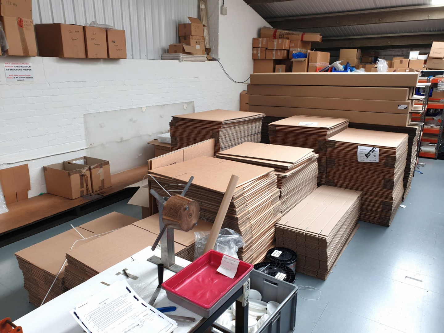 Large Qty various size flat pack cardboard boxes