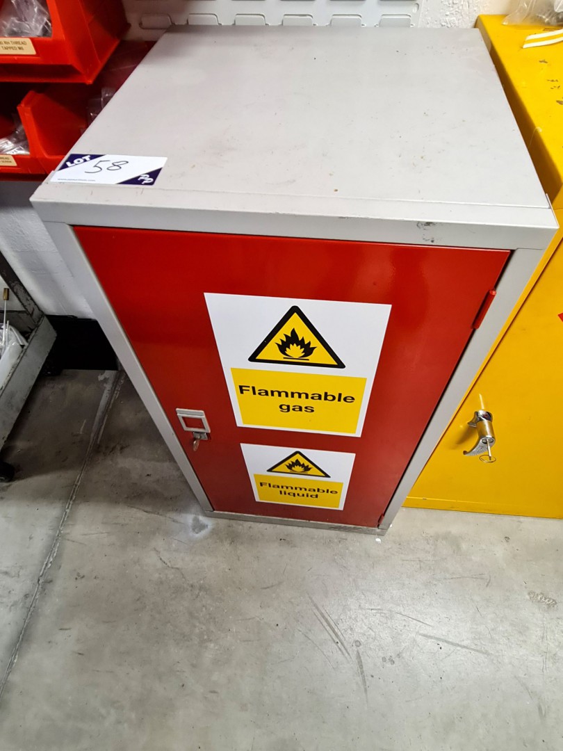 Metal flame proof cabinet with contents, 460x460x9...