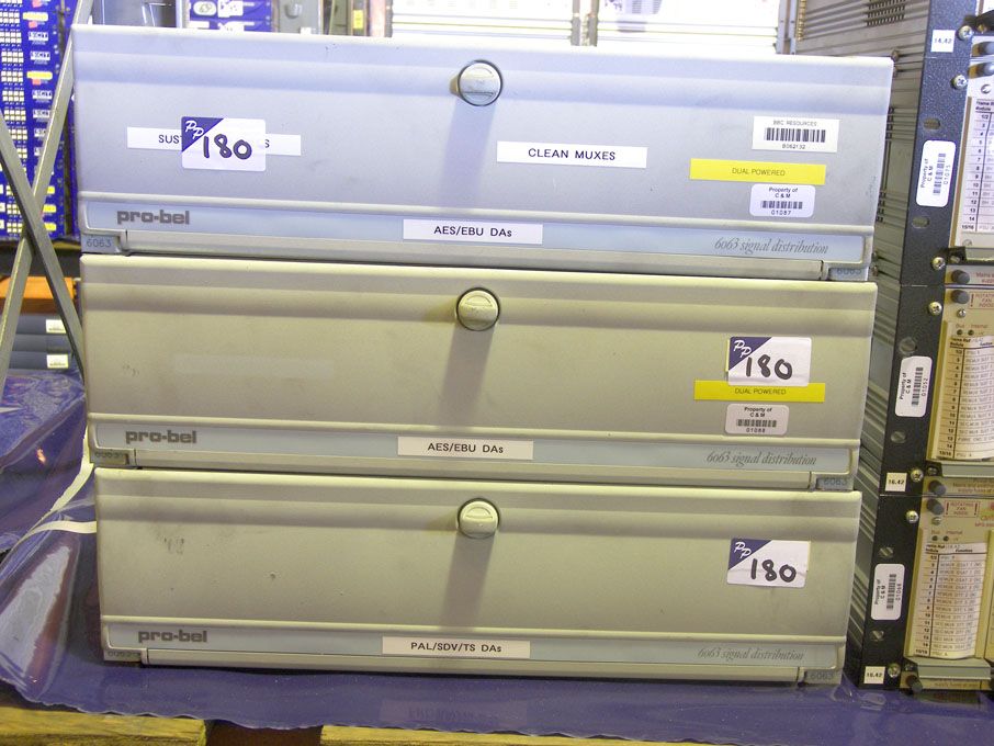 3x Pro-Bel 6063 Signal Distribution chassis with c...
