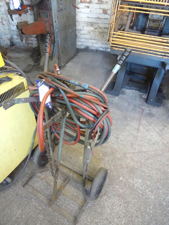 Mobile bottle trolley, welding torches, gauges