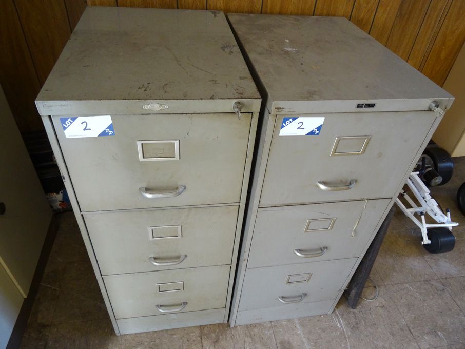 2x Art Metal grey metal 3 drawer filing cabinets