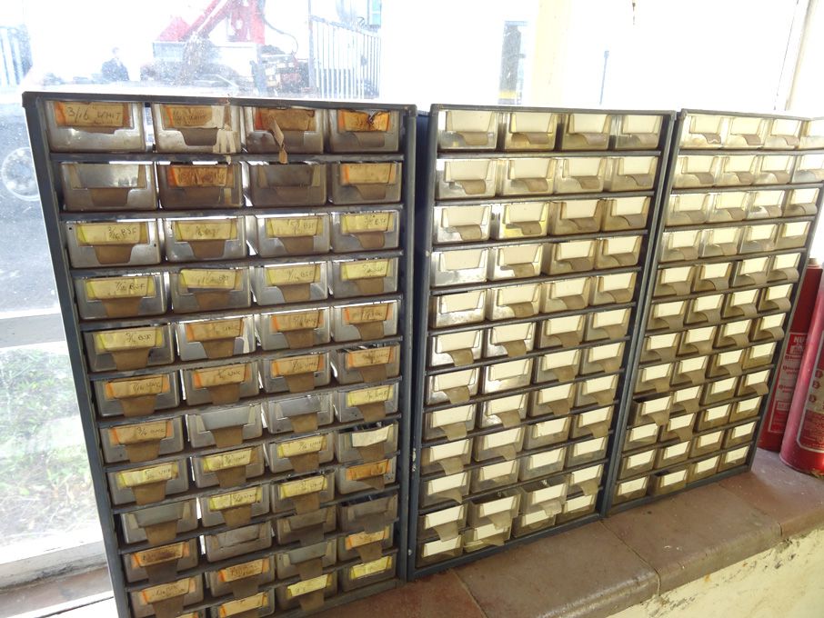 3x Raaco 48 compartment storage units with content...