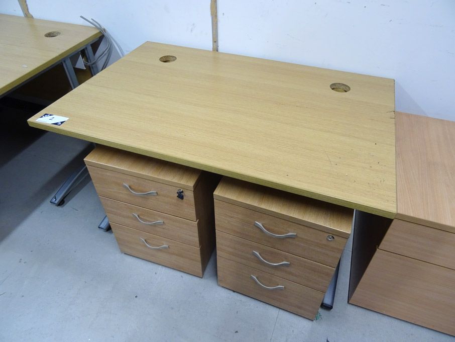 1200x800mm light oak office desk, 2x 3 drawer pede...