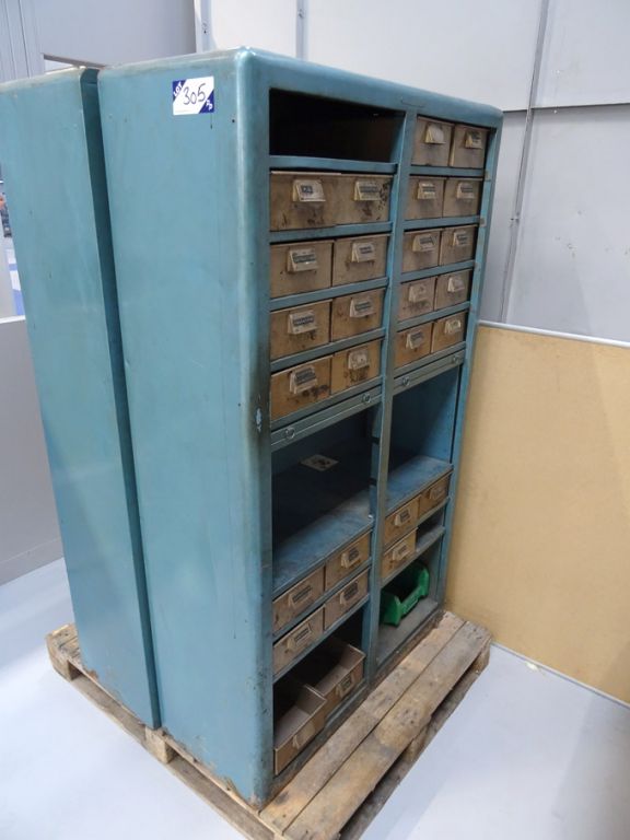 2x metal multi-drawer cabinets, 970x1650x400mm