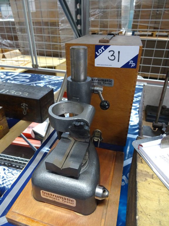 Intrumatic hardness tester stand in wooden box